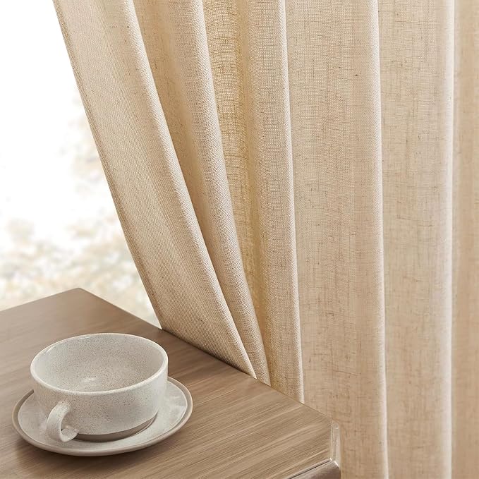 Joydeco Linen Curtains 108 Inch Length 2 Panel Sets, Light Filtering Curtains - Image 7