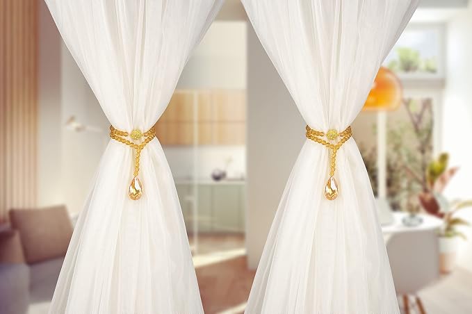 SUQ I OME 2 Pack of Luxury Crystal Beaded Magnetic Curtain Tieback and Holdback - Image 7