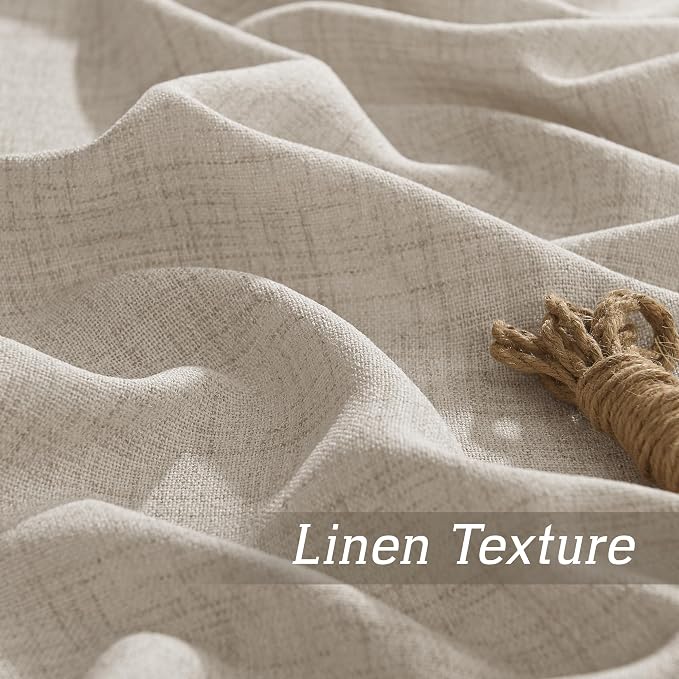 RYB HOME Natural Beige Linen Sheer Curtains 72 inches Long - Image 4