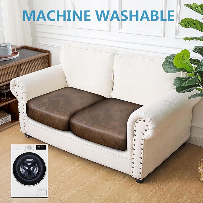Leather Look Couch Cushion Covers Sofa Seat Slipcovers Sets Couches Furniture - Image 2