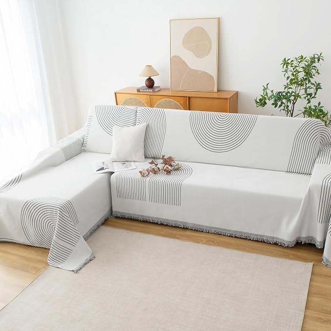 Couch Cover for Dogs, Boho Sofa Covers for 3 Cushion Couch, Chenille Sofa - Image 6