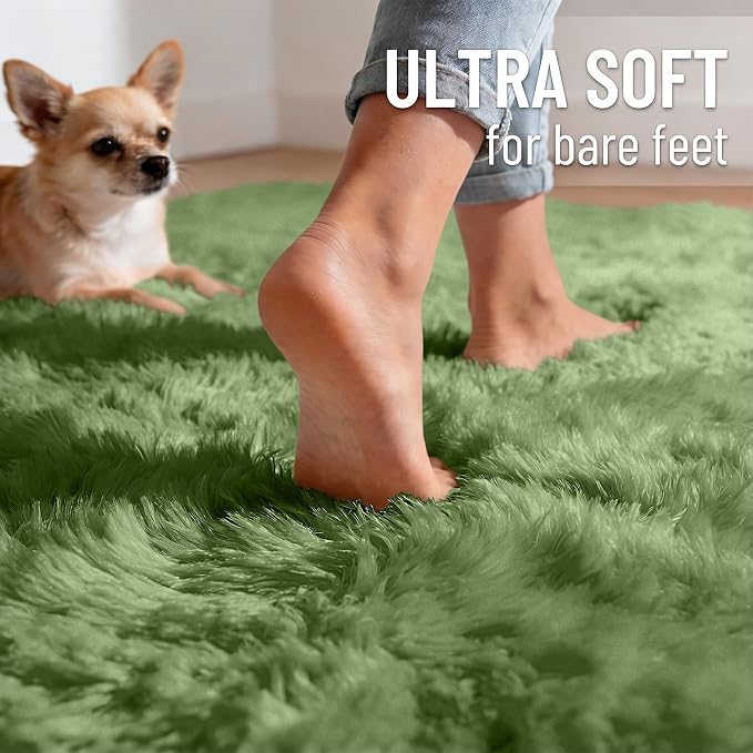 OLANLY Green Round Rugs for Bedroom - Image 4