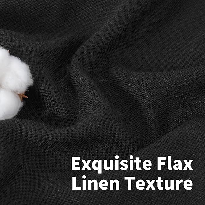 YoungsTex Black Linen Semi Sheer Curtains 72 Inches Long - Image 3