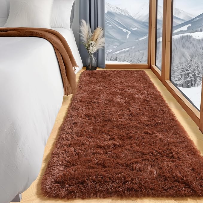 ONASAR Brown Runner Rugs for Bedroom Living Room, Fluffy 2x6 Bedside Hallway - Image 4