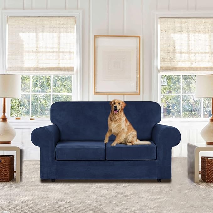 WEERRW Velvet Couch Covers for 2 Cushion Couch Sofa - Image 2