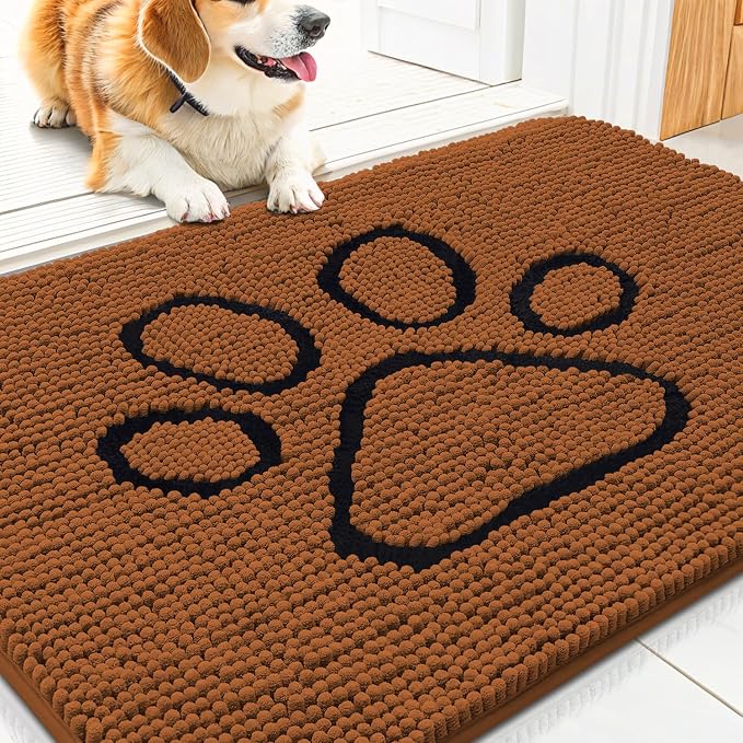 Smiry Dog Door Mat for Muddy Paws, Absorbent Dirt Trapper Non Slip Quick Dry by Smiry