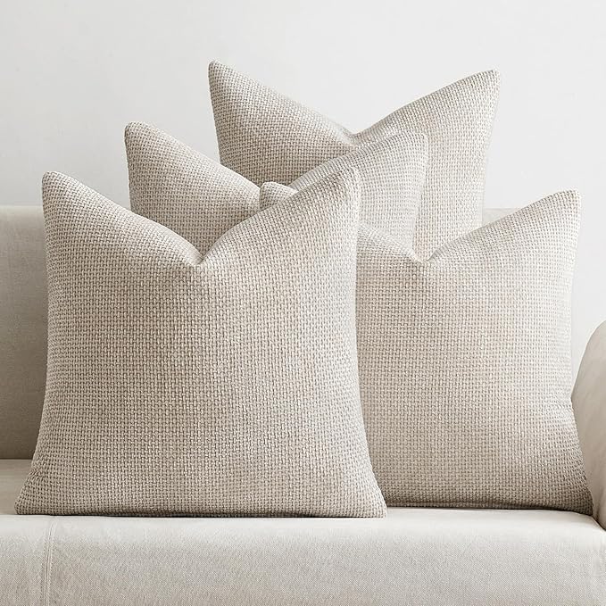 MIULEE Pack of 4 Couch Throw Pillow Covers 18x18 Inch Cream Soft Decorative by MIULEE