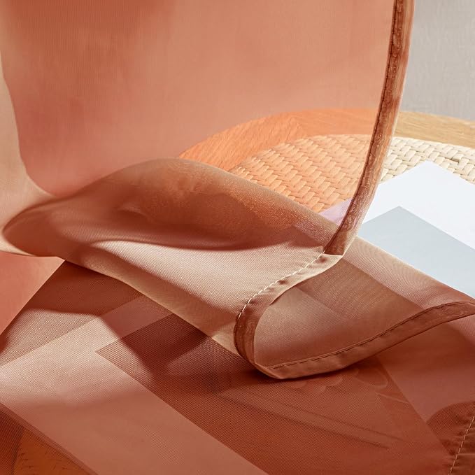 MIULEE 4 Panels Fall Burnt Orange Sheer Curtains 42 x 108 Inches | Light - Image 7