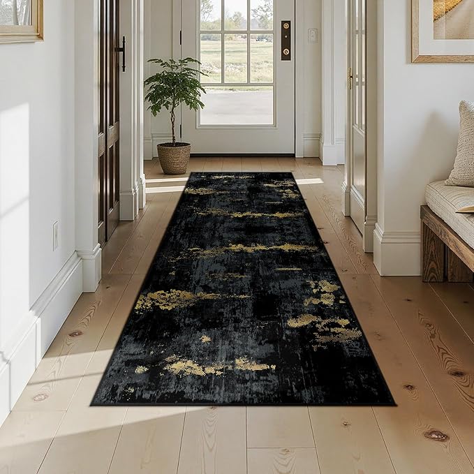 Washable Area Rugs 2'6''x8 Non-Slip Modern Abstract Soft - Image 2