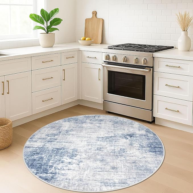 IOHOUZE Round Area Rug 5 Ft Circle Entryway Rugs Round Washable Door Mat Indoor - Image 2
