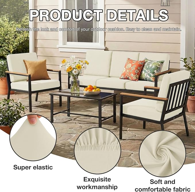 hyha 12Pcs Patio Cushion Covers, Stretch Outdoor Couch Cushion Covers - Image 3