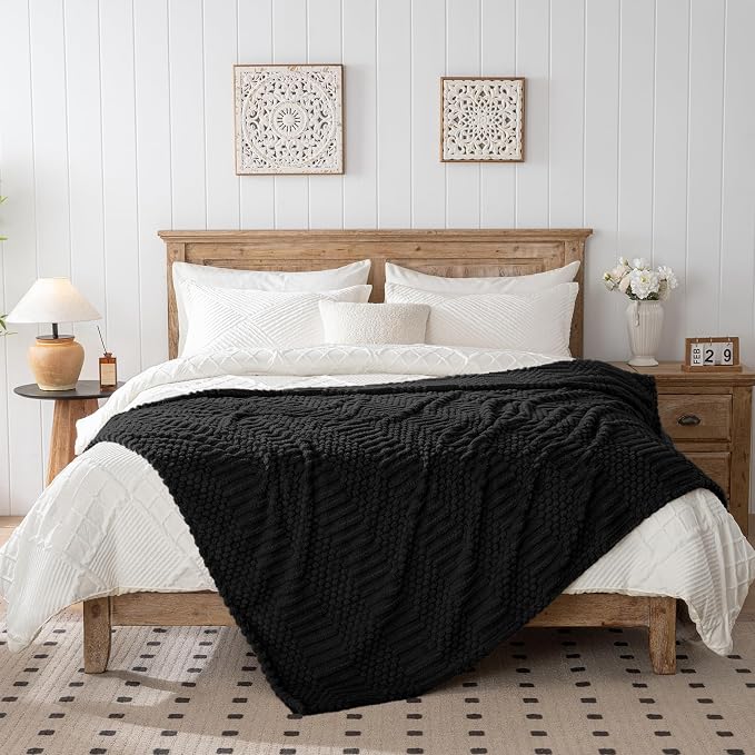 50x70 Inch Black Throw Blanket - Image 5