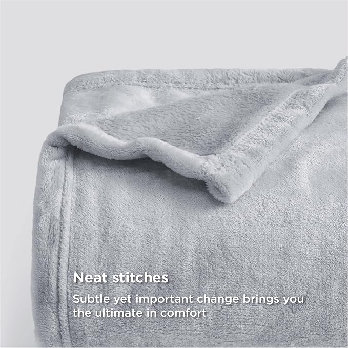 Bedsure GentleSoft Fleece Bed Blankets Full Size Light Grey - Image 4