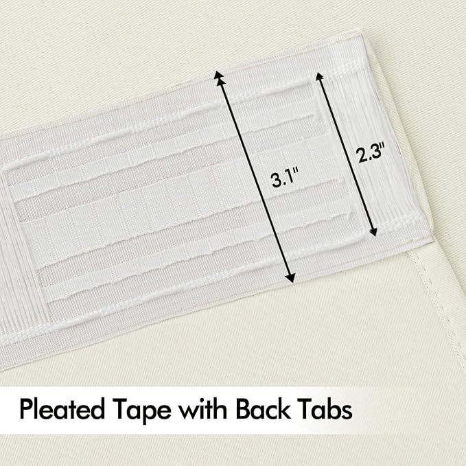 MIULEE Cream Back Tab Blackout Curtain 96 Inch Long 2 Panels Set - Image 4