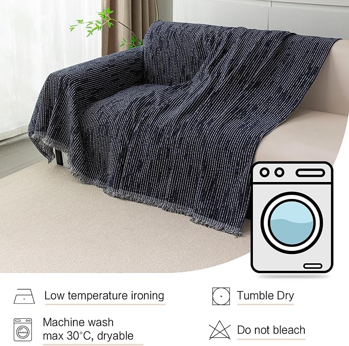 MYSKY HOME Loveseat Cover Navy Couch Cover Sectional Couch Covers - Image 6