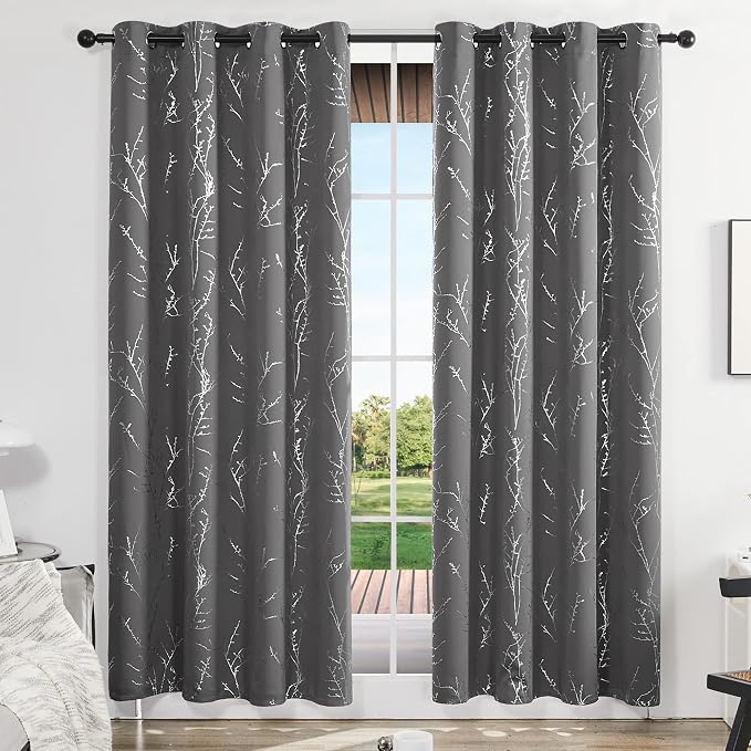 Deconovo Blackout Curtains 95 Inches Long, Light Gray Drapes - Image 2