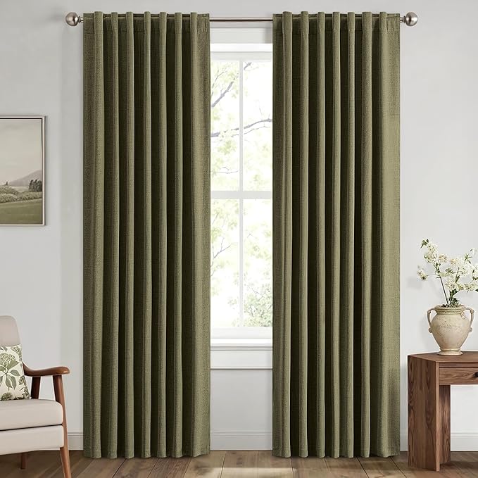 MIULEE 100% Blackout Linen Curtains by MIULEE