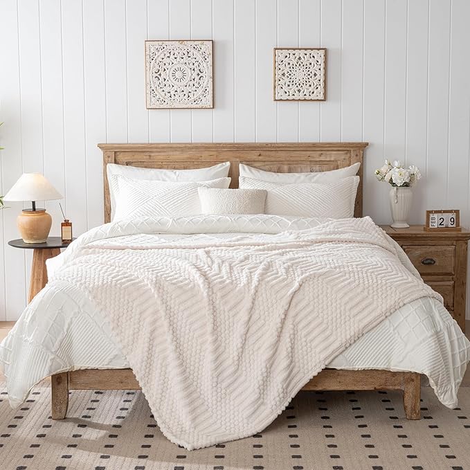 50x70 Inch Beige Throw Blanket - Image 3