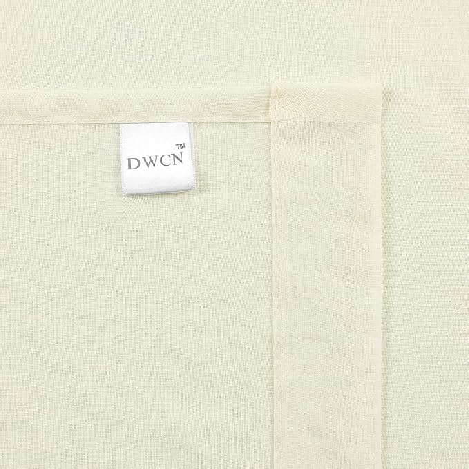 DWCN Ivory Sheer Curtains Semi Transparent Voile Rod Pocket Curtains - Image 5