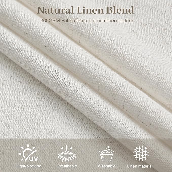 Pinch Pleated Linen Curtains 90 Inches Long 2 Panels - Image 7