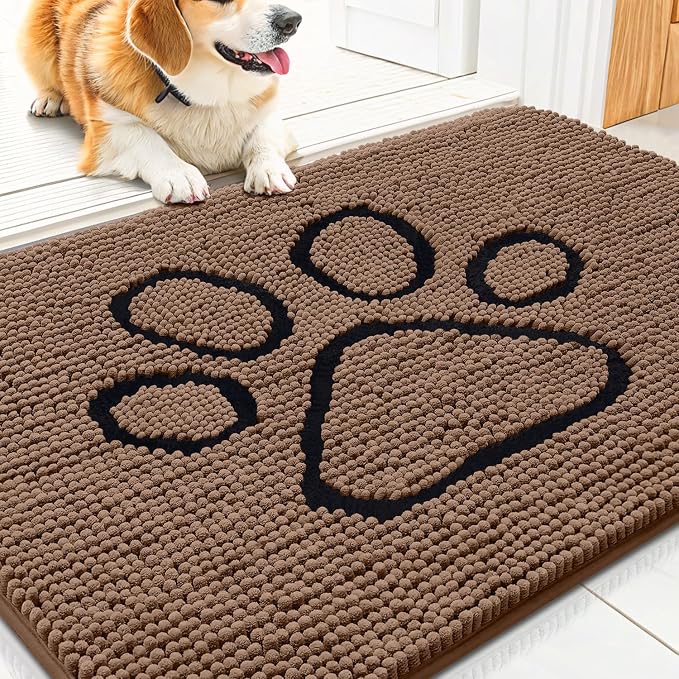 Smiry Dog Door Mat for Muddy Paws, Absorbent Dirt Trapper Non Slip Quick Dry by Smiry