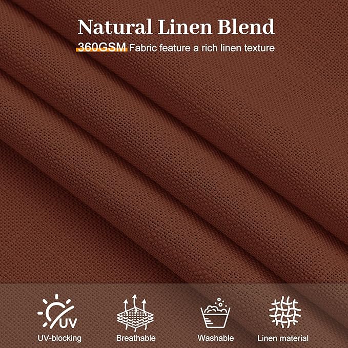 IVAPUPU 90 Inch Linen Blend Curtains 2 Panel Set - Image 5