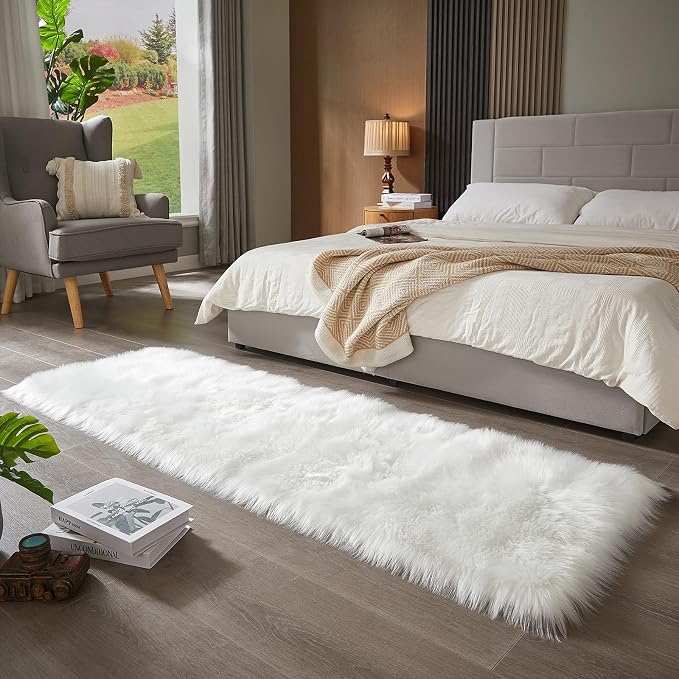 AMTOVO Faux Fur Rug, 2 x 6 ft Runner Area Rugs - Image 4
