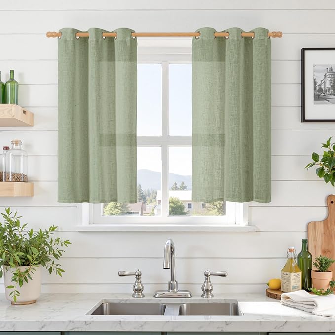 LAMIT Short Linen Curtains 40 inches Long by LAMIT