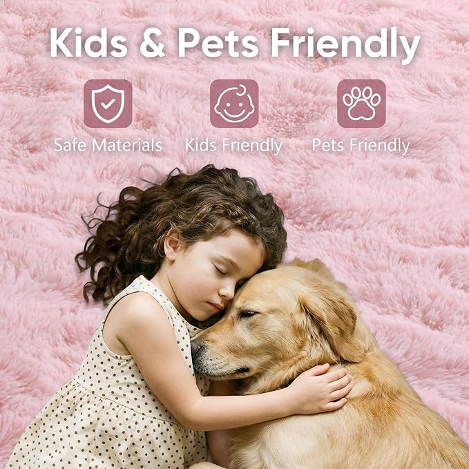 2x3 Pink Fluffy Soft Area Rug Non-Slip - Image 7