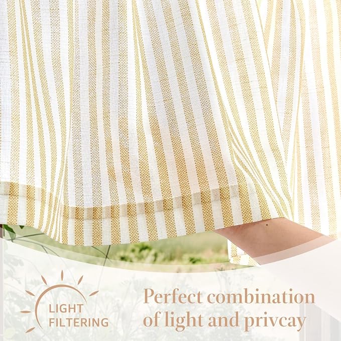 jinchan Linen Stripe Valance for Window 16 Inch Modern Rustic Farmhouse Valance - Image 8