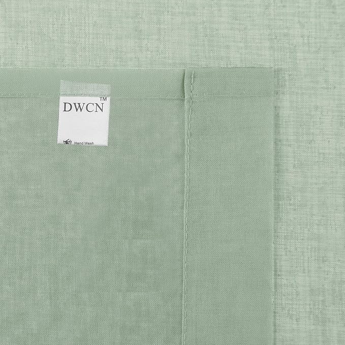 DWCN Bean Green Sheer Curtains Semi Transparent Voile Rod Pocket Curtains - Image 5