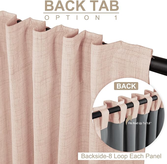100% Blackout Shield Creamy Peach Linen Blackout Curtains - Image 3