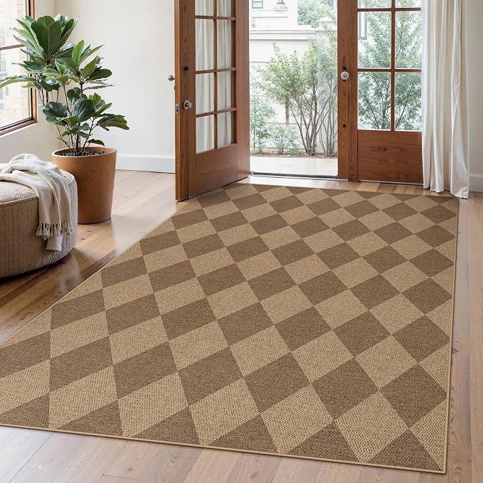 Lahome Checkered Easy Jute Indoor Outdoor Rug, 5x7 Area Rugs by Lahome