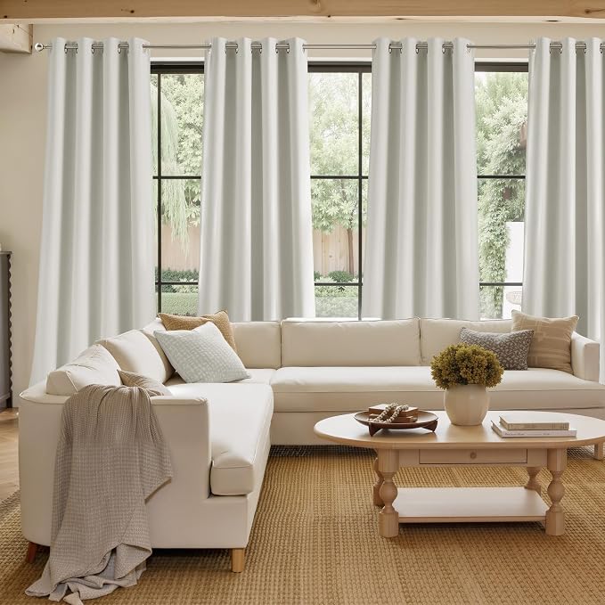 NICETOWN Faux Linen Natural Blackout Curtains 84 inches Long - Image 4