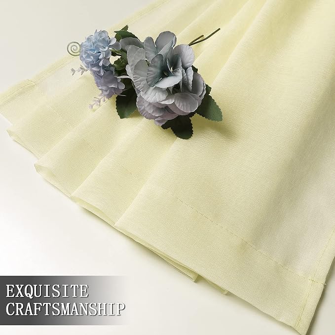 Tollpiz Short Sheer Curtains Linen Textured Bedroom Curtain Sheers Light - Image 7