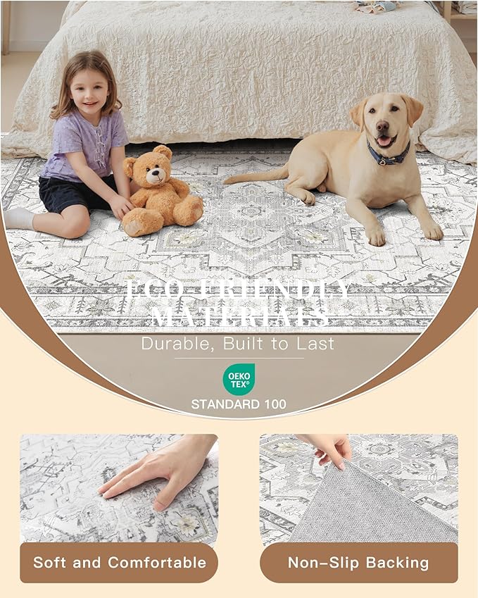 Madane Runner Rug 2x8, Washable Hallway Runner Rugs, Non-Slip Low-Pile Soft - Image 5