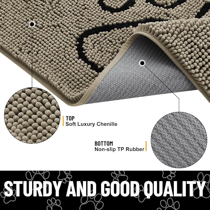 Smiry Dog Door Mat for Muddy Paws, Absorbent Dirt Trapper Non Slip Quick Dry - Image 4