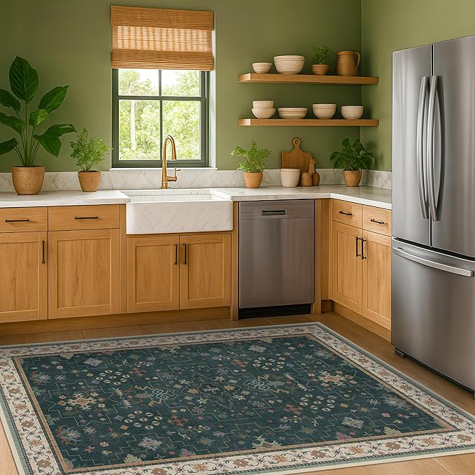 Hazo Haus Dark Green 4x6 Living Room Rug - Image 4