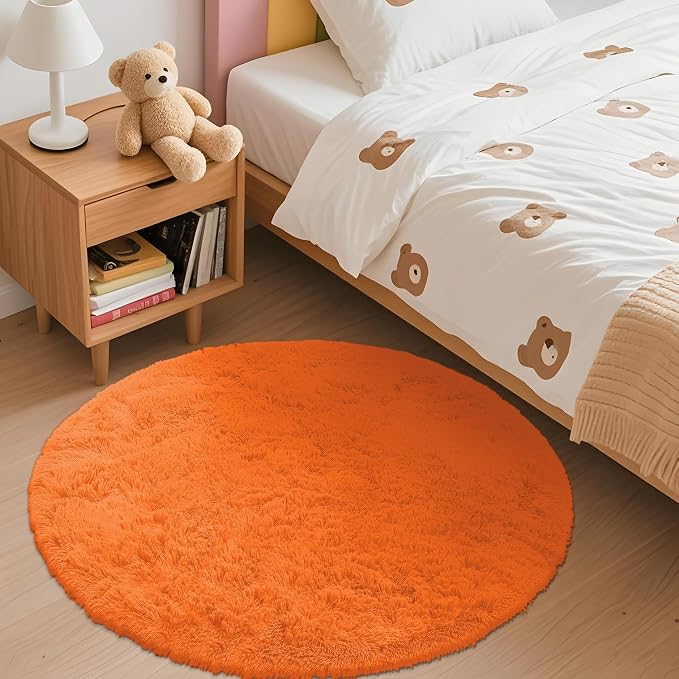 OLANLY Orange Round Rugs for Bedroom - Image 3