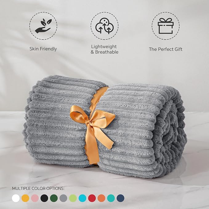 BEDELITE Fleece Blanket Twin Size – 3D Ribbed Jacquard Soft and Warm Decorative - Image 3