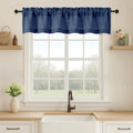 OVZME Navy Blue Valance for Windows, Light Filtering Faux Linen Textured Small by OVZME