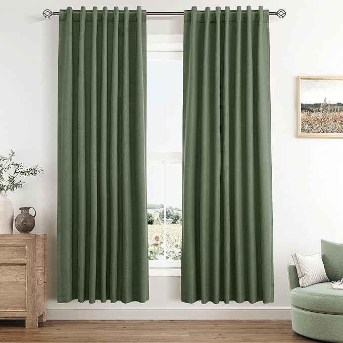 Guken Olive Green 100% Blackout Curtains 72 Inch Length 2 Panels Set by Guken