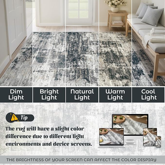 XLUEZ 2x8 Runner Rug for Hallway, Washable Modern Abstract Runner Rugs Neutral - Image 8