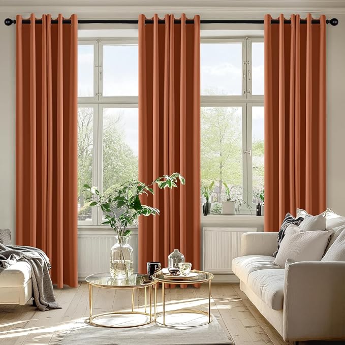 MIULEE Fall Blackout Curtains for Bedroom 2 Panels 40 x 72 Inch Long Rust | - Image 6