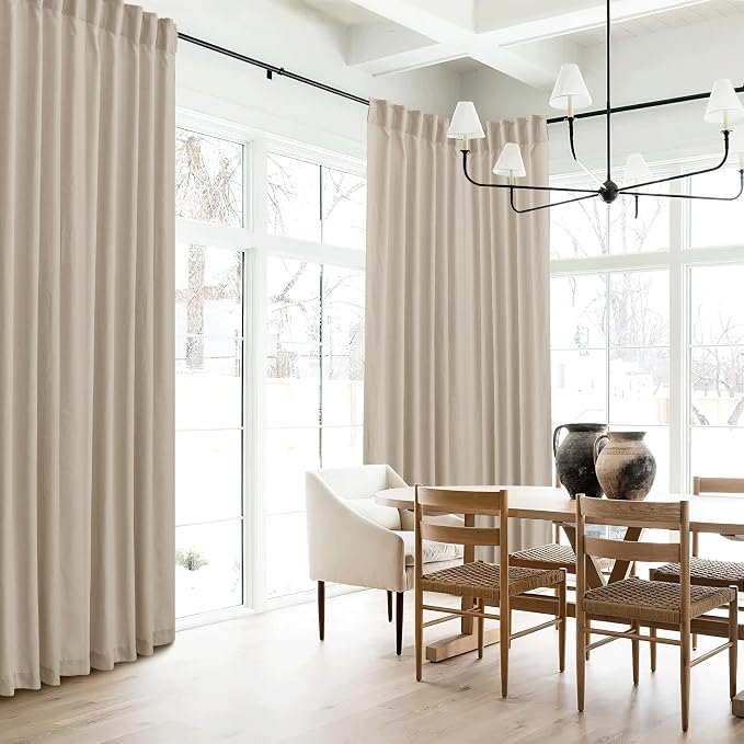 RYB HOME Semi Sheer Curtains 84 inches 2 Panels Set, Faux Linen Texture Light - Image 4