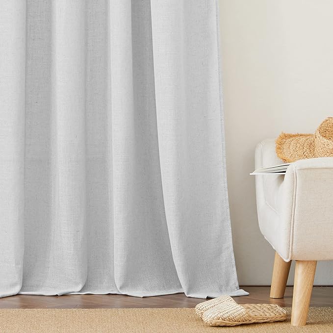 RYB HOME Linen Textured Curtains Semi Sheer Window Curtains Light Filtering - Image 6