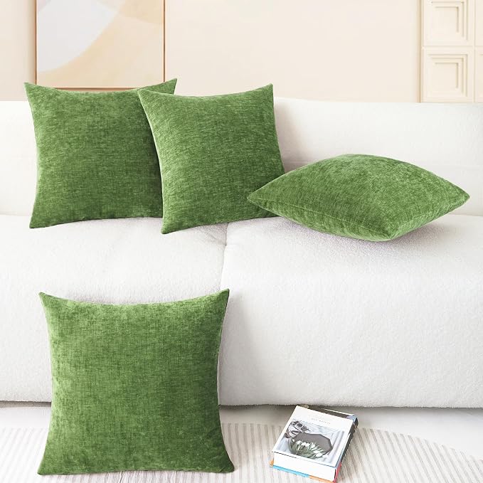 CaliTime Throw Pillow Covers Decorative 18 X 18 Inches Pack of 4 Cozy Chenille - Image 6