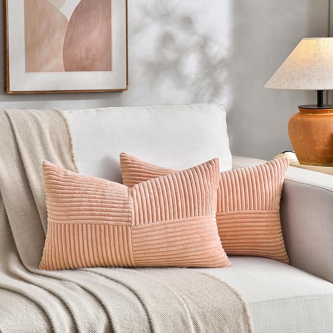Fancy Homi 2 Packs Peach Long Lumbar Decorative Throw Pillow Covers 12x24 Inch - Image 5