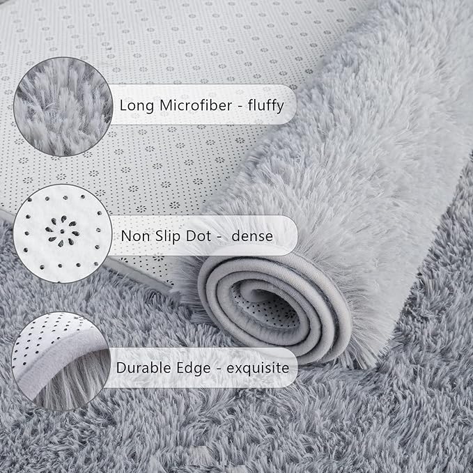 Chicrug Soft Area Rugs for Bedroom Living Room Plush Fluffy Rug 3x5 Feet - Image 6