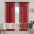 MIULEE Burgundy Red Linen Curtains 72 Inch Length by MIULEE